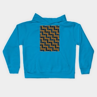 Geometric Tiles in Dark Tan, Green and Teal Kids Hoodie